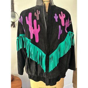 Augustina Suede / Snakeskin Bomber Jacket 90s Vintage Western Chic